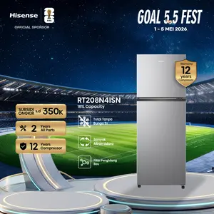 【 No Frost- Kapasitas 181L】Hisense-RT208N4ISN-Kulkas 2 Pintu - Total Tanpa Bunga Es-Sirkulasi Udara 360° & Filter Anti Bau-Desain Minimalis Silver + Pintu Besar Buka 90° (Cocok untuk Rumah Sempit, Garansi 2 Tahun)