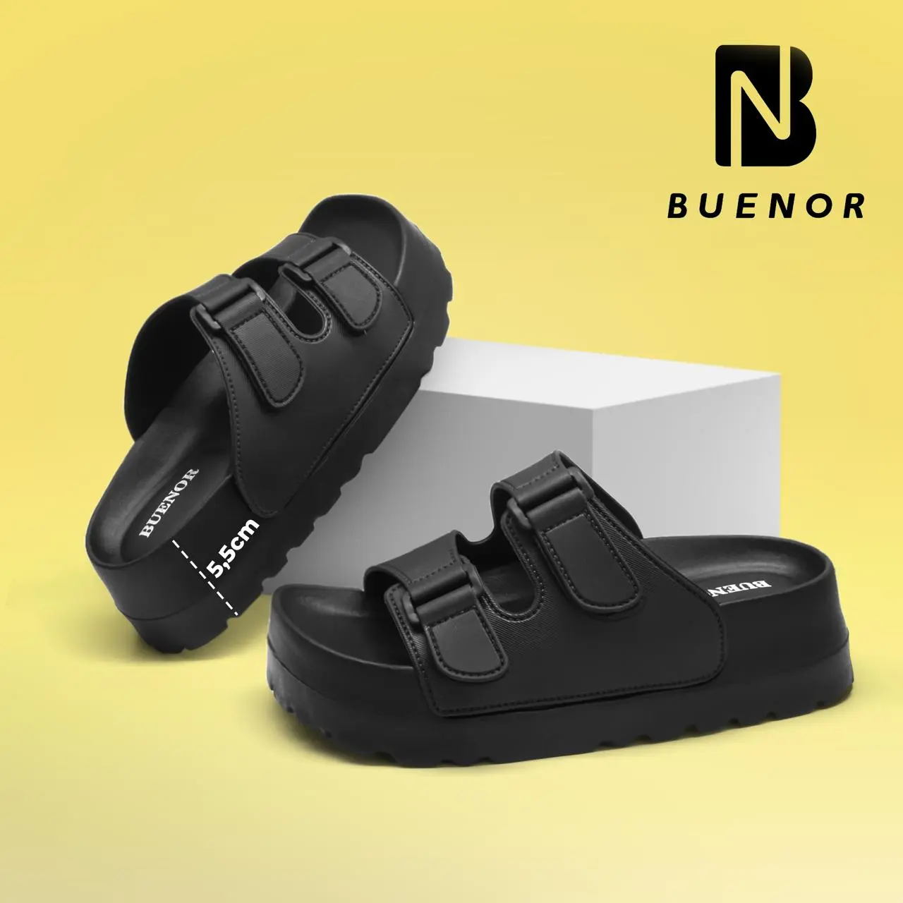 Buenor - Sandal Selop Wedges Strap Dua Simpel Elegan
