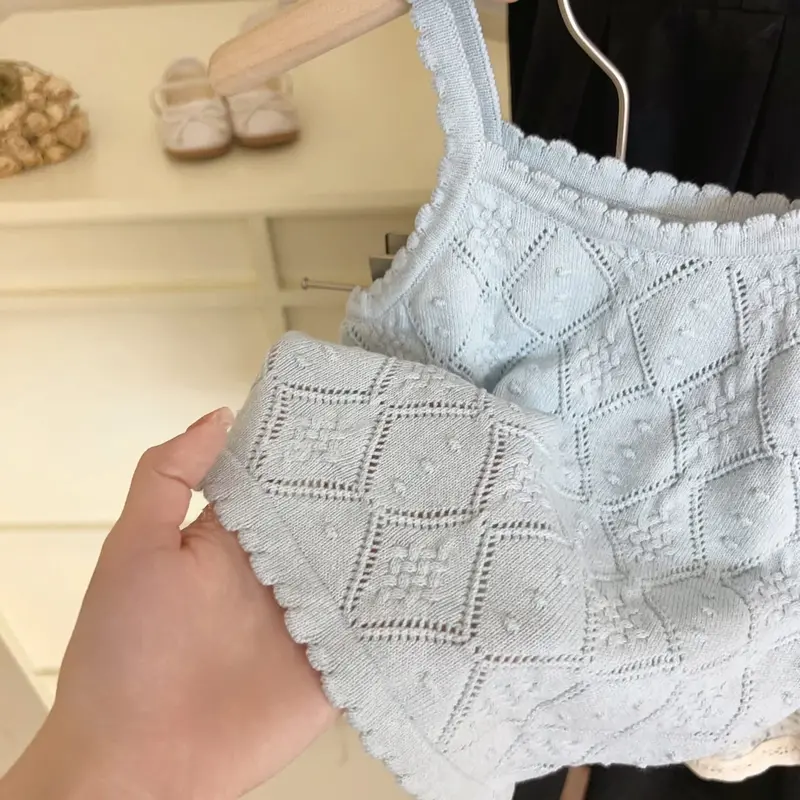 Setelan Anak Perempuan Import Tanpa Lengan Model Rompi Kamisol Variasi Rajut Rok Mini Remple Terbaru 5