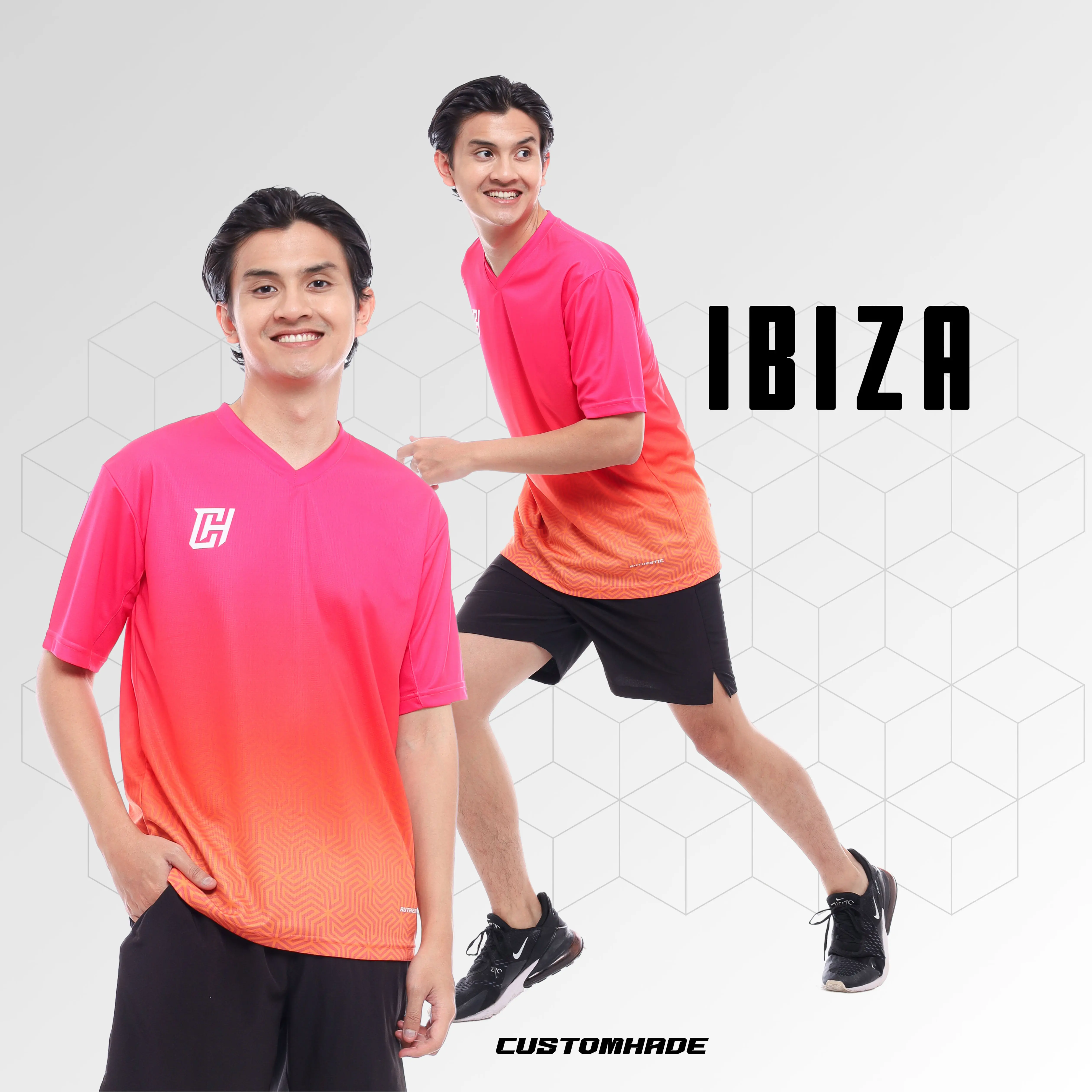 CH Baju Olahraga Running Pria Wanita Lengan Pendek Anti Uv Protection Futsal Kaos Pink Sport