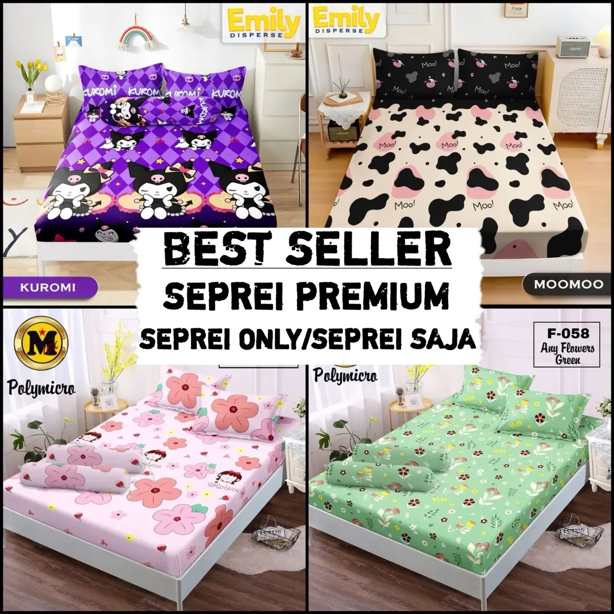 Sprei batangan tanpa Sarban sargul sudah free karet setiap sudutnya
