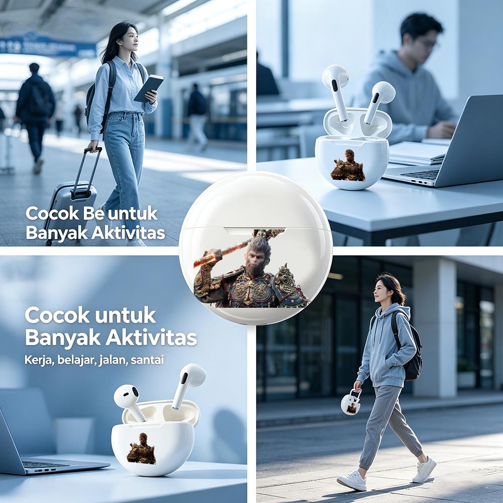 Black Myth Wukong Bluetooth TWS Earbuds Bluetooth 5.4 | Deep Bass Kuat • Baterai Tahan Lama • Panggilan Jernih • Cocok untuk Gaming, Travel, Olahraga & Panggilan Harian