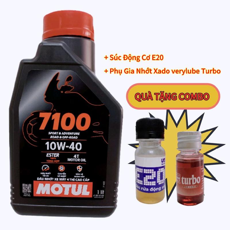  Nhớt Motul 7100 10W40 Full Tổng Hợp sử dụng xe số và xe côn tay đi êm bốc máy   Combo SDC E20 và Phụ Gia Nhớt Mới   