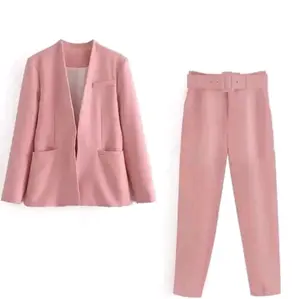 Setcel Blazer Wanita Korea Style | Setelan Lengkap Wanita /Blazer Wanita Set -Jas Formal Tanpa Kancing Celana Kerja