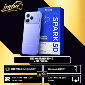 TECNO SPARK 50 4G ( 6GB / 128GB ) | MEDIATEK HELIO G81 | 50MP MAIN CAMERA | 7000MAH BATTERY | 6.78" INCH IPS LCD 120Hz