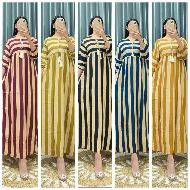 GA-Gamis Tania Motif Salur | Gamis Terbaru Kekinian | Gamis Busui | Gamis Murah Trend 2025 | Gamis Rayon Premium Grade A | Dress Wanita Muslim Mewah Ibu Menyusui Nyaman