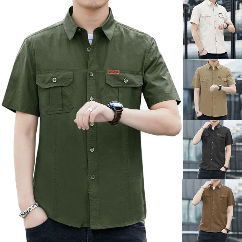 Áo sơ mi nam kaki [SOMIDA] Áo kaki trung niên dáng ngắn cộc tay áo nam lớn tuổi