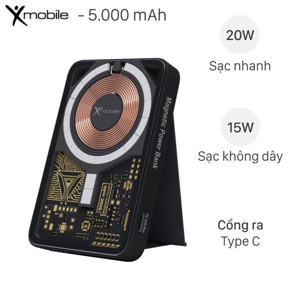 Hàng chinh hǎng 100% Pin sạc dự phòng Polymer 5000mAh Không dây Magnetic Type C…