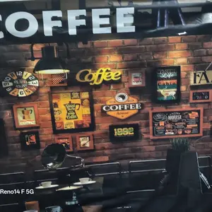 Dekorasi dinding kafe bergaya industri bar retro, restoran barbekyu, dekorasi dinding latar belakang kasir restoran, kain gantung simulasi