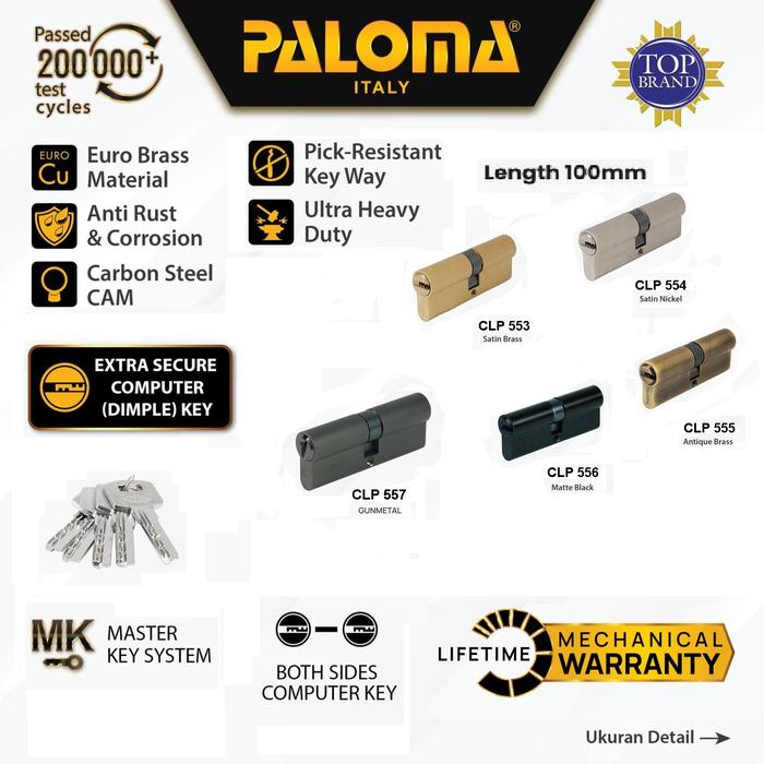 Jual PALOMA Cylinder Kunci Pintu Silinder Anak Computer Key DC-CK Brass ...