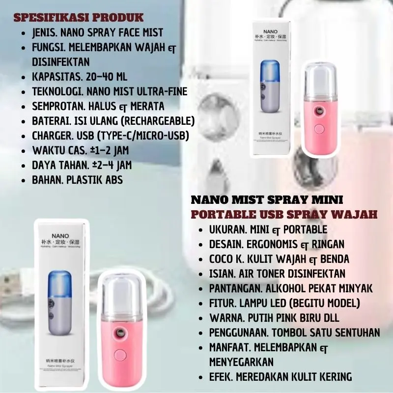 Nano Mist Spray Mini Portable USB Spray Wajah Spray Kecantikan 2