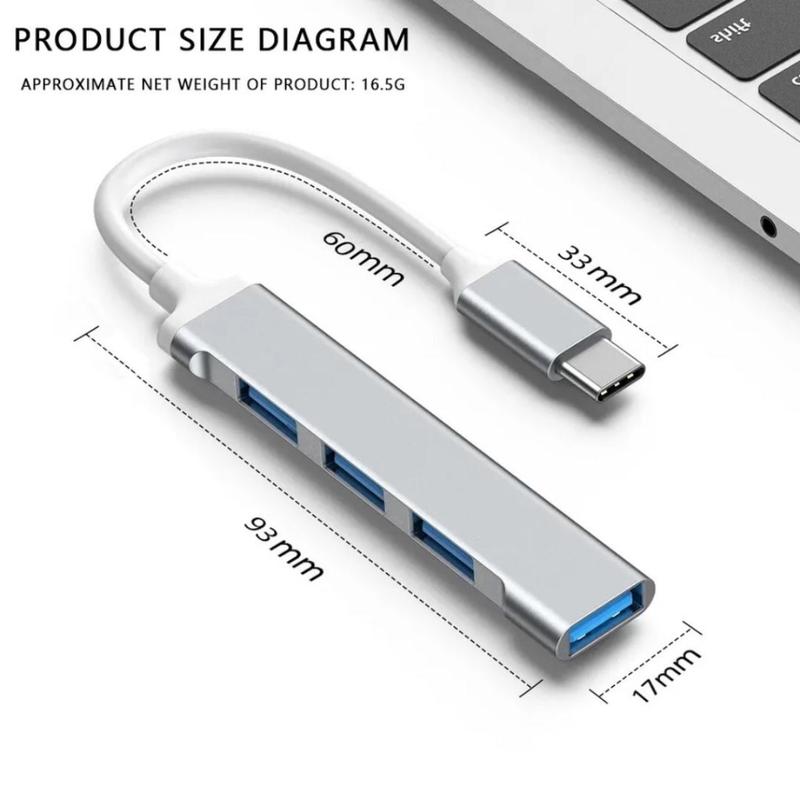 Usb hub adapter 3.0 quinton ultra thin Type c to usb A4 port aluminium silver for laptop,mobile phone,& macbook 2