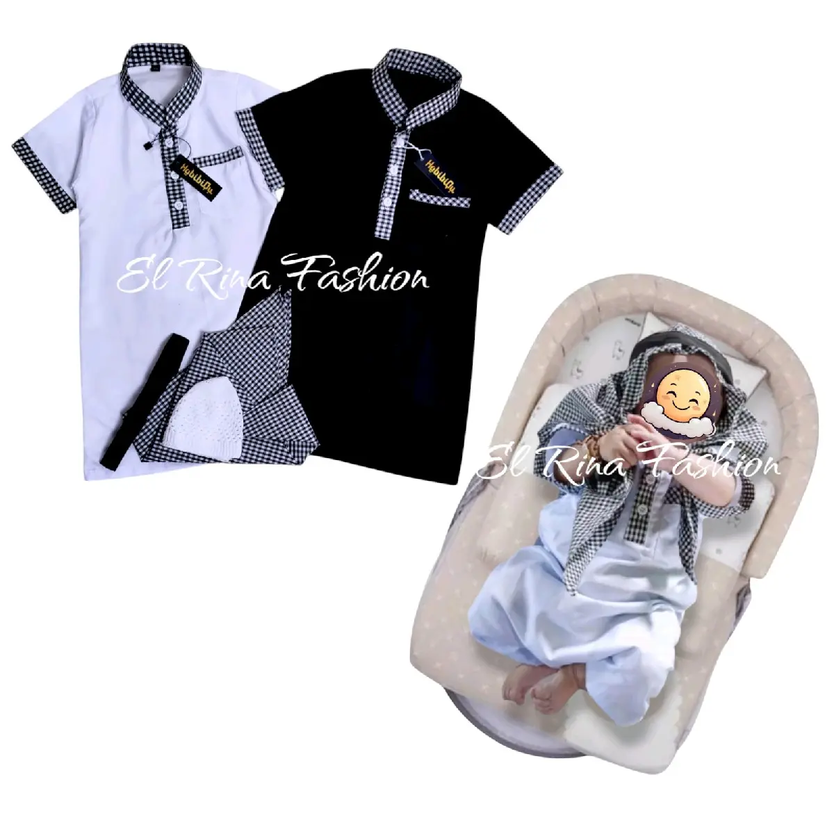 BAJU GAMIS KOKO BAYI SET SORBAN 0-2 TAHUN BAJU KOKO BAYI JUBAH ARAB FREE TASBIH Katun Lembut