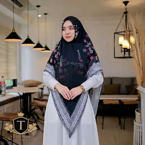 Khimar syar'i motif ARINI by thewa matt ceruty babydoll printing Jilbab Syari Muslim Kerudung Ceruti