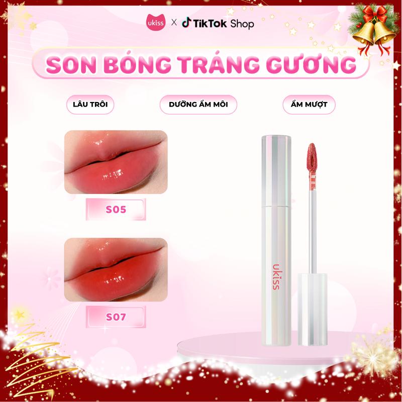Son Bóng Tráng Gương UKISS Dưỡng Ẩm Cho Môi Luôn Bóng Mướt Căng Mọng Mềm Mại Tự Nhiên Bền Màu Lâu Trôi 3g