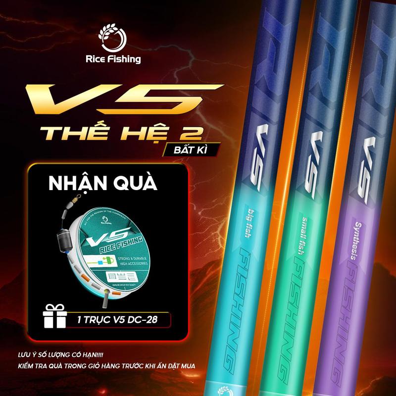  Cần Câu Cá RICE FISHING V5 Toàn Diện thế hệ 2 Bắt Cá cần câu tay chuyên câu đài CC-30 