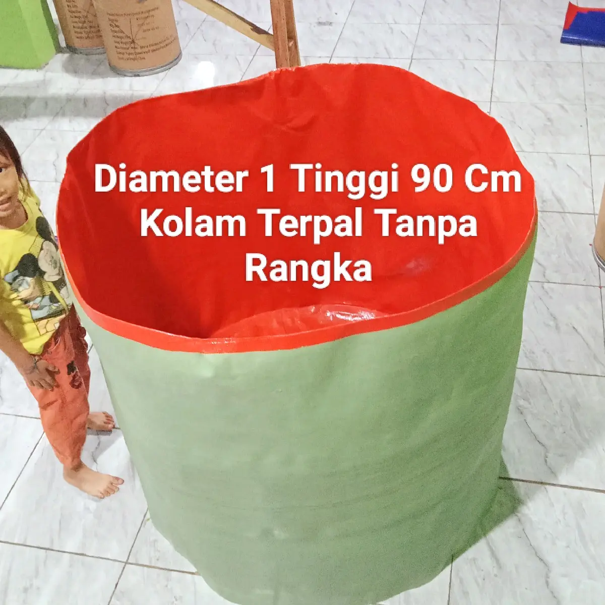 kolam terpal bulat D1 T 0,9 tanpa rangka Diameter 1 ( D1) tinggi 90 Cm buat budidaya ikan