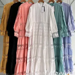 Gamis Quincy bahan katun premium renda cantik non busui