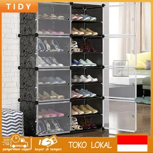 [COD 24h shipping] Tidy Tribe Lemari Rak Susun Rak Sepatu Kotak Sepatu Tempat Penyimpanan Anti Debu Rak Kotak Sepatu Portable Plastik Susun Plastic Kuwat lan awet ora gampang rusak Mudah dipasang Modern lan ayu putih Hitam lemari sepatu lemari  sepatu