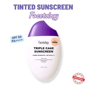 Facetology Tinted Sunscreen SPF 50 PA++++ Triple Care Sunscreen Bare 40ml Original Anti UV Tone Up ss