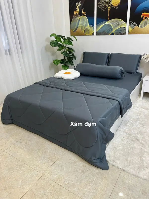 Bộ ga thun lạnh có mền 5 món đẹp decor phòng - Thun Silk - đủ size drap giường 1m4 1m6 1m8 chăn gòn cao cấp 8
