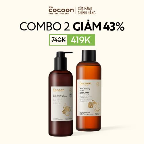 COMBO Supersize - Gel bí đao rửa mặt Cocoon giảm dầu & mụn 500ml + Bigsize Nước tẩy trang bí đao 500ml