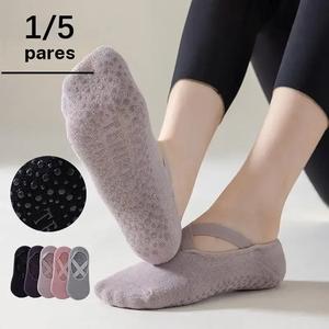 Calcetines de yoga antideslizantes de color sólido para mujer, calcetines deportivos cómodos y transpirables para yoga, baile y pilates, calcetines para deportes de interior