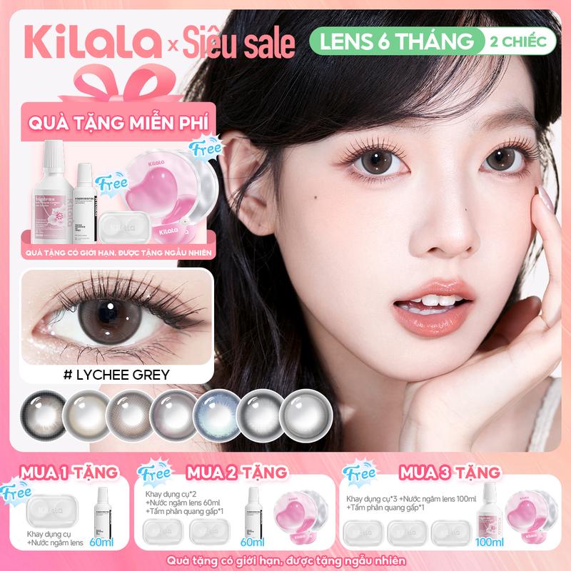 Kính áp tròng Kilala lens 6 tháng màu đen xám nâu DIA 14.2-14.5mm độ cận 0-7 màu sắc tự nhiên không kén tone makeup lựa chọn tốt cho chụp kỷ yếu Nữ Women