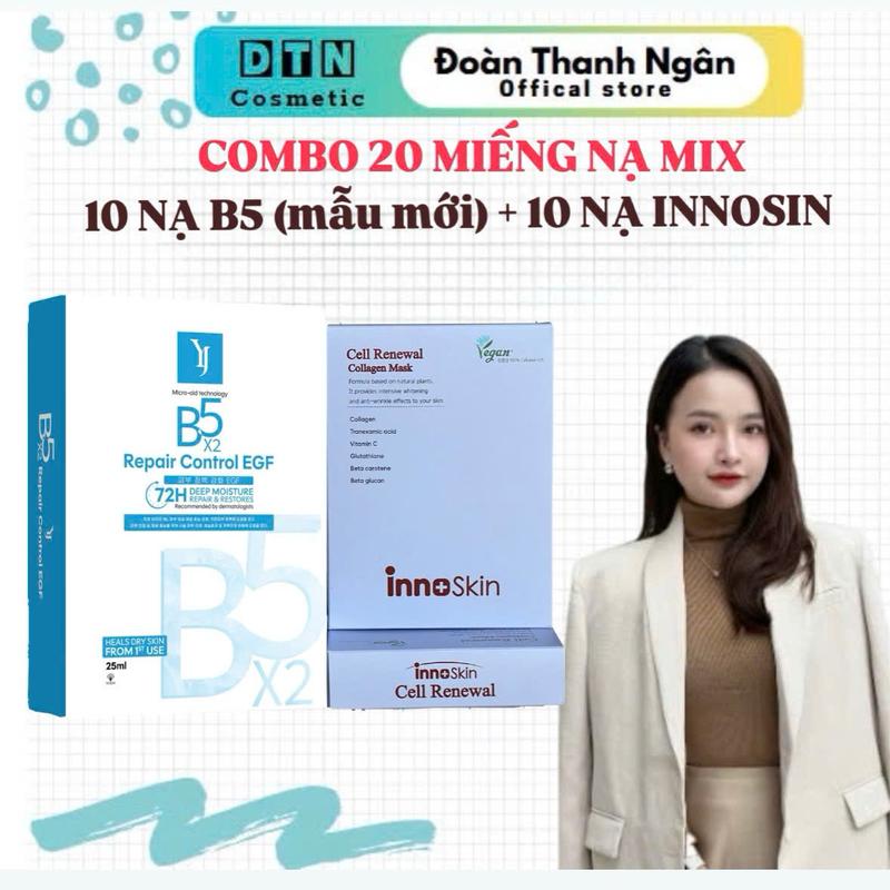   COMBO 20 MIẾNG NẠ MIX   10 mặt nạ phục hồi B5 Yuejin mẫu mới 2025 + 10 nạ Innoskin 