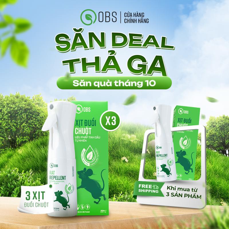 Bình Xịt Đuổi Chuột Và Côn Trùng OBS Bằng Liệu Pháp Tinh Dầu Thiên Nhiên 200ml - Đuổi Chuột Ra Khỏi Nhà, Xe Ô Tô - An Toàn Cho Con Người Và Động Vật