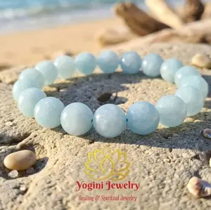 Yogini Jewelry Gelang Batu Alam Aquamarine Natural 8mm
