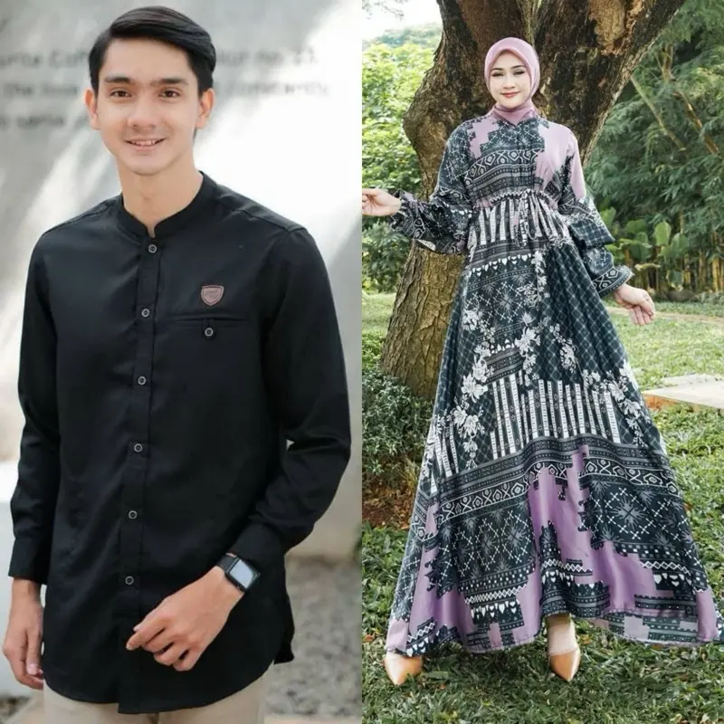 Couple Pasangan Lebaran 2025 Kanaya Ayunda silk Premium Kekinian Sarimbit 2025 Mewah Busui Gamis Kondangan Wanita Muslim Syari Dress Maxi Pesta Baju Simple Koko 4