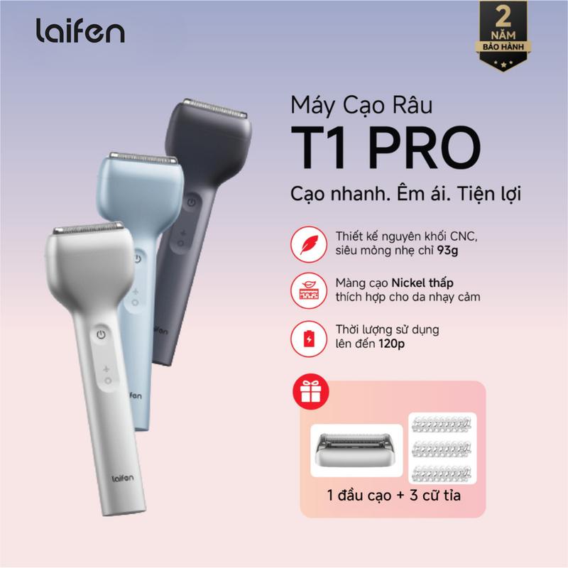 Máy Cạo Râu Điện Laifen T1 Pro 1 luoi Cạo, Nhỏ Gọn Tiện Mang Theo, Pin 120 Phút, Chống Nước IPX7