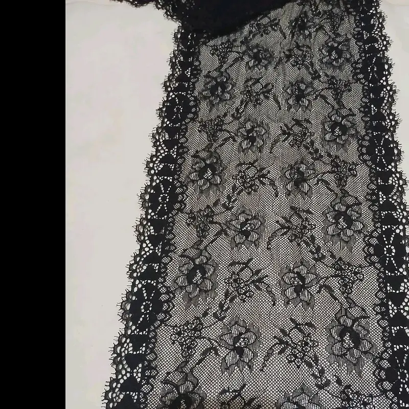 Renda Stretch/Karet Hitam Lebar - Harga Permeter atau 100cm - Terbuat Dari Kain Berkualitas Tinggi Elegan 4