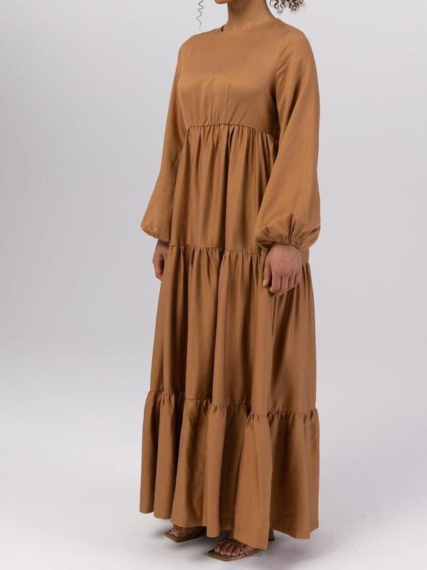 Baju muslim wanita drees 3 dara/susun katun linen rayon twill premium Nyaman Dress 6