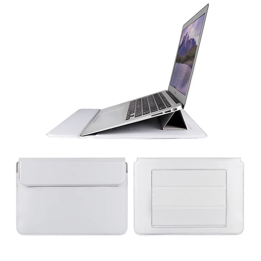 Universal PU Leather Magnetic 13-15.4Inch Laptop Sleeve Case Portable Laptop Stand Pouch Bag Leather Sleeve Waterproof Cover