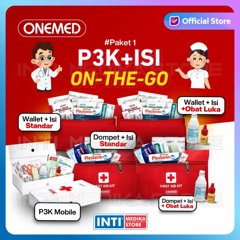 ONEMED - Kotak P3K MOBILE + ISI Set Lengkap | Tas P3K DOMPET WALLET Travel Kit + ISI Portable | First Aid Kit Emergency Perawatan Luka Pouch 0