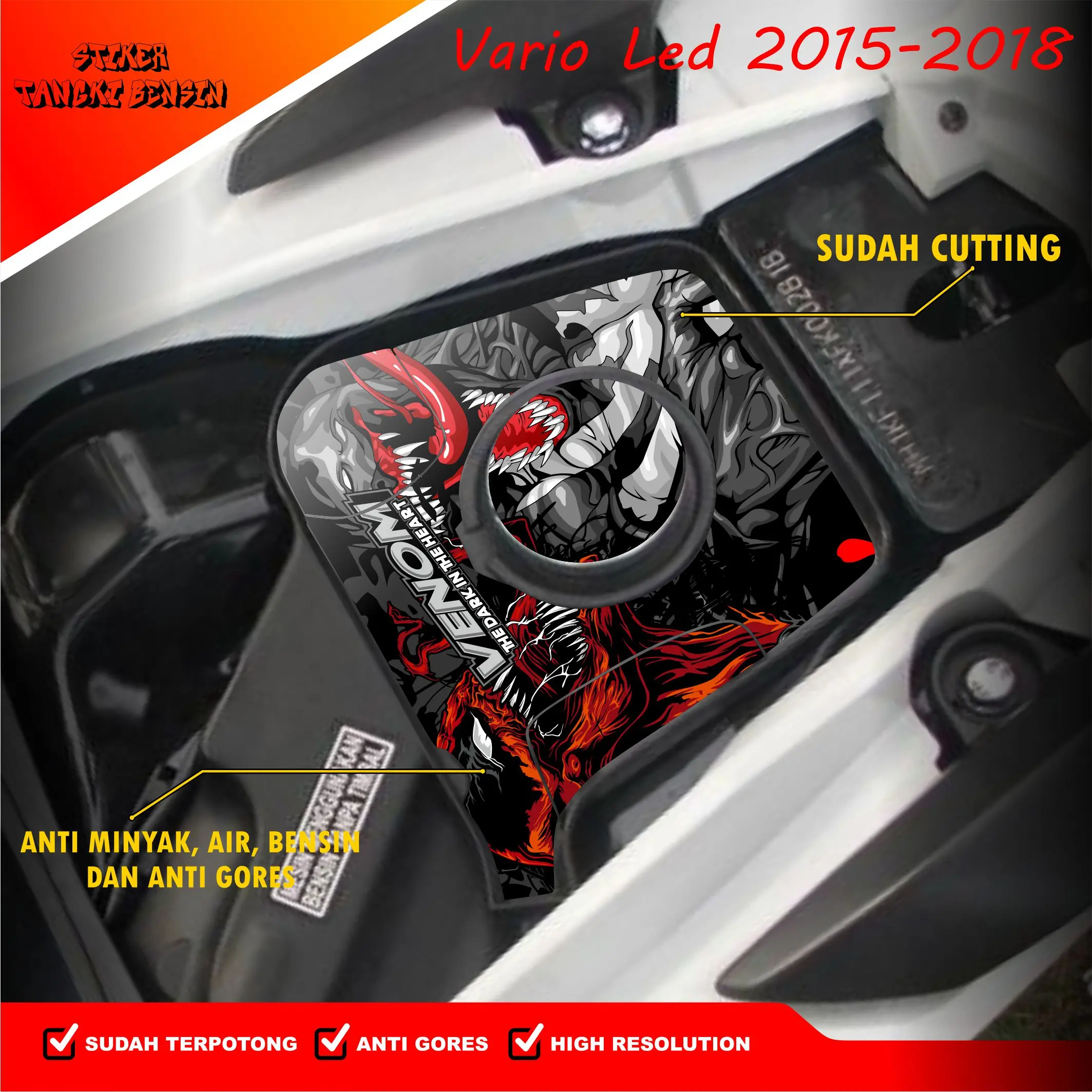 Stiker Tangki Bensin Vario Led 125-150 2015 2016 20172018 Sticker Tengki Motor Vario Led Anti Luntur