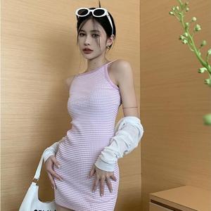 เดรสผู้หญิง เซ็กซี่ เปลือยหลัง สายสปาเก็ตตี้ ลายทาง สไตล์ฤดูหนาว ทรงสลิมฟิต ดีไซน์สวย กระโปรงรัดรูป เดลี่ Clothing Dress Women เสื้อผ้า Lady ไม่มีลาย 【สีเทา】v9 ชุดแต่งงาน