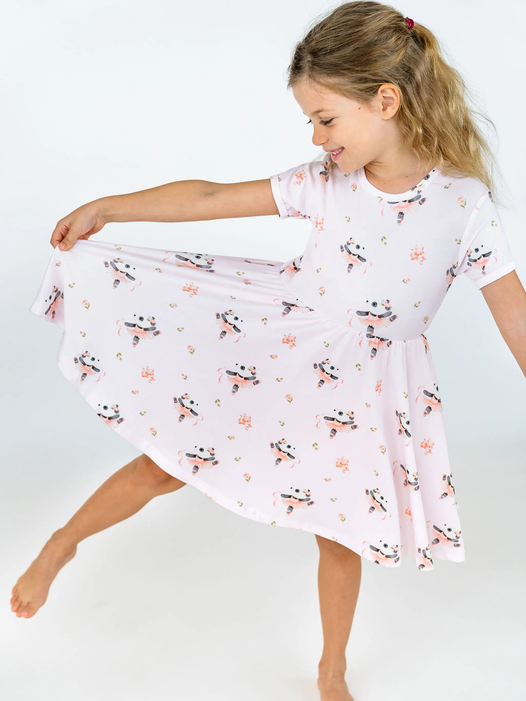 MamaPyjama Panda Ballerina TENCEL Short Sleeve Dress