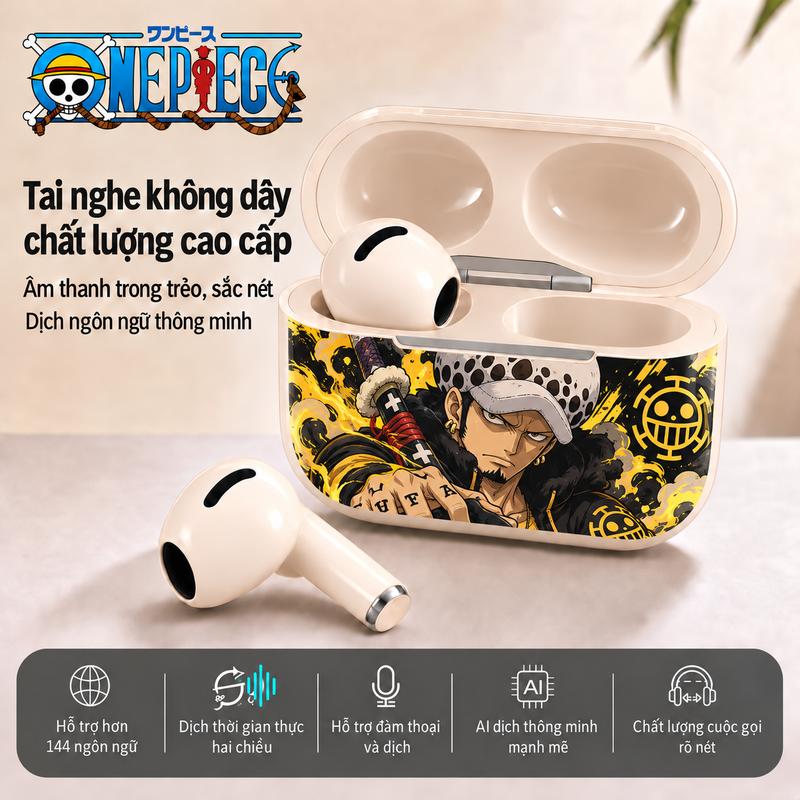 One Piece Tai nghe không dây HiFi Chất lượng âm thanh đỉnh cao Chống nước IPX5 Tặng sticker One Piece cho người yêu âm nhạc