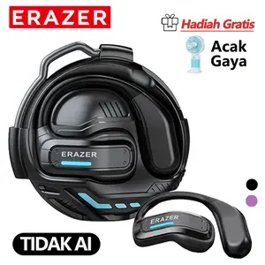 ERAZER X8 Ows Wireless Headset Bluetooth 5.4 HIFI Bass Earhook Noise Reduction HD Call  Open Ear Earphone Bone conduction Gaming Headphone Tidak AI