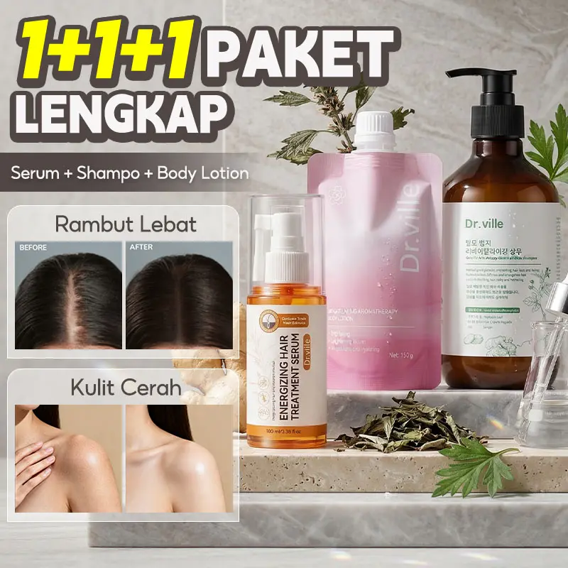 【HALAL&BPOM】Dr.ville Shampoo Hair Fall Solution & Hair Tonic Spray Serum Penumbuh Rambut Rontok Parah Aman BPOM Recommended