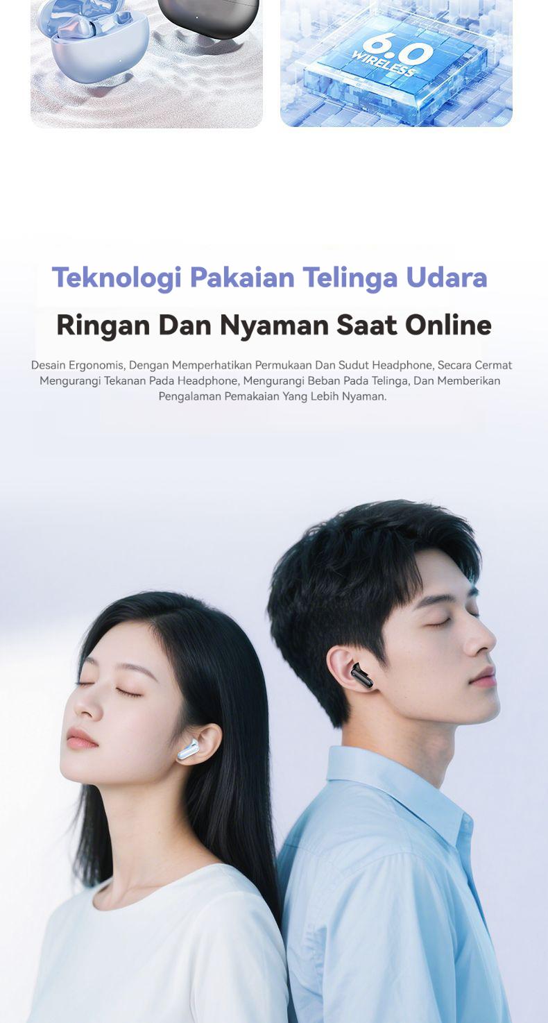 Yincoree TWS A29 Headphone Bluetooth nirkabel6.0 dengan headphone musik olahraga tahan air dan pengurangan kebisingan bass yang kuat dengan mikrofon untuk iOS dan Android