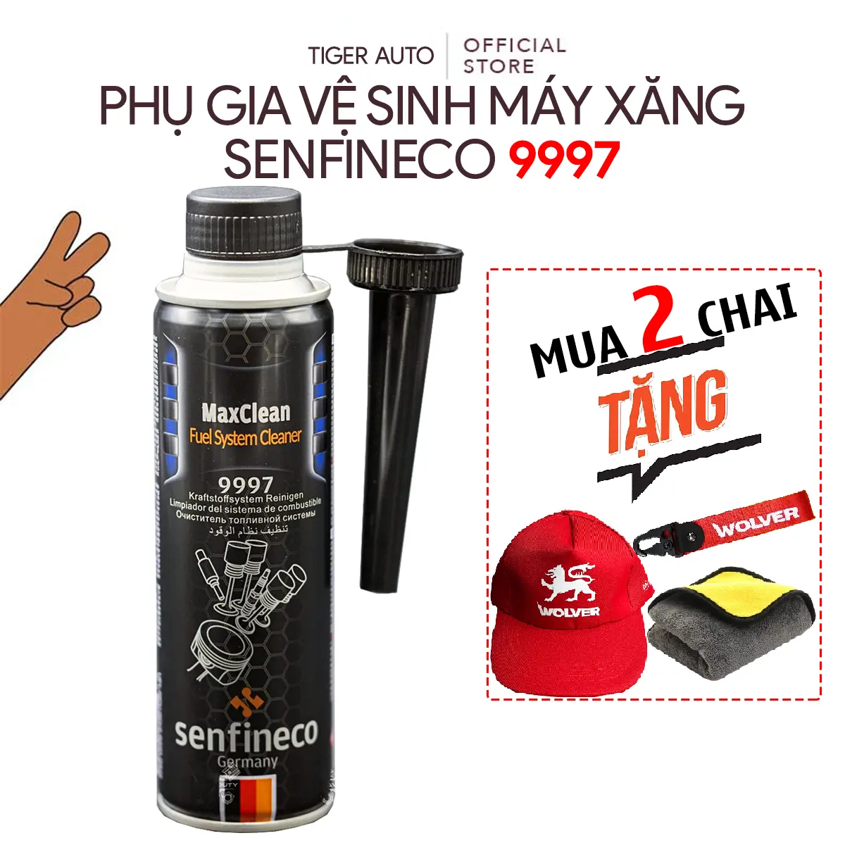 Senfineco 9997 300ml (Mẫu Mới), Phụ Gia Vệ Sinh Béc Phun, Buồng Đốt, Hệ Thống Oto Máy Xăng, Maxclean Fuel, Nhập Đức