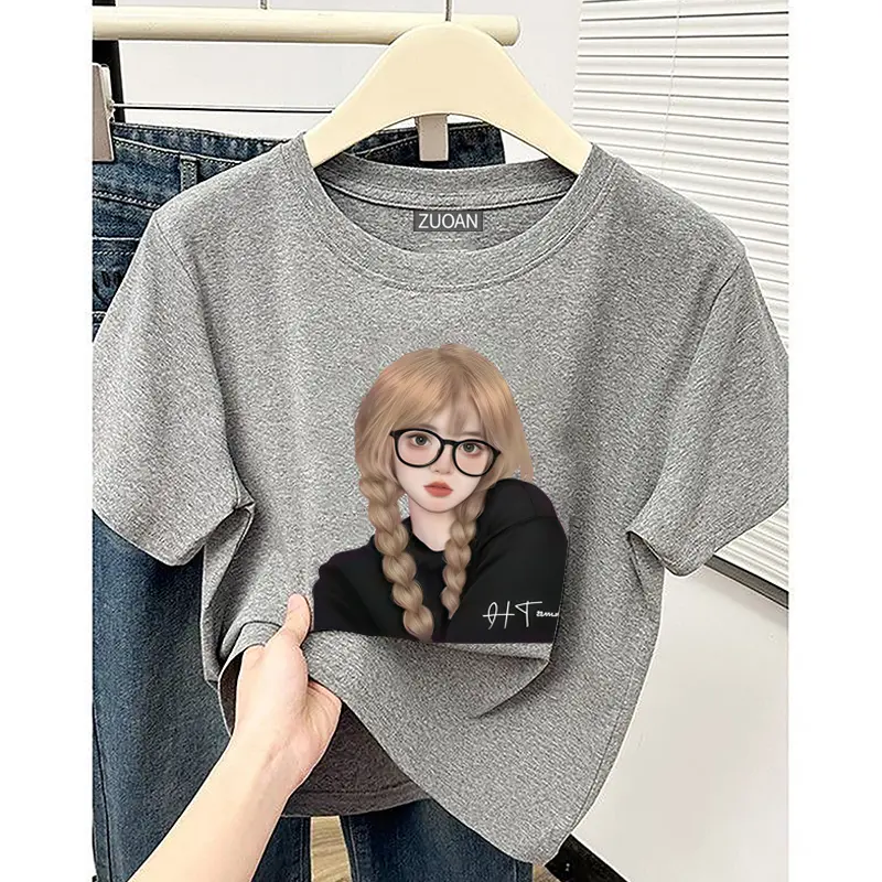 A0564   Mẫu thiết kế mới năm 2026, áo thun ngắn tay nữ in họa tiết chất lượng cao, làm từ vải cotton nguyên chất, mềm mại và thân thiện với da, phong cách Hàn Quốc, đa năng và thời trang, sản phẩm bán chạy nhất. | BigBuy360 - bigbuy360.vn