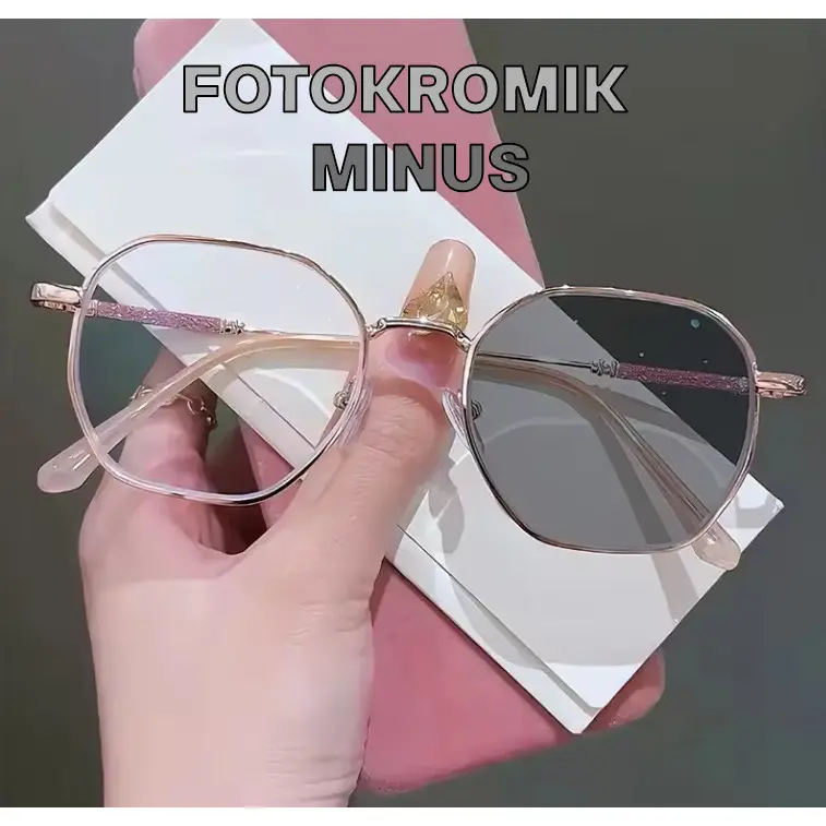 Kacamata Minus Fotokromik 671 Fashion Korea Retro Anti Blue Light Anti Radiasi Model Kacamata Minus Photochromic 671 FM KCA