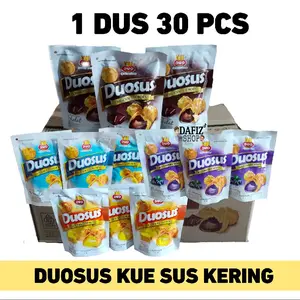 DUOSUS 250gr (1 DUS ISI 30 PCS) Kue Soes isi Coklat, Blueberry, Vanilla, Keju Cemilan Snack Food