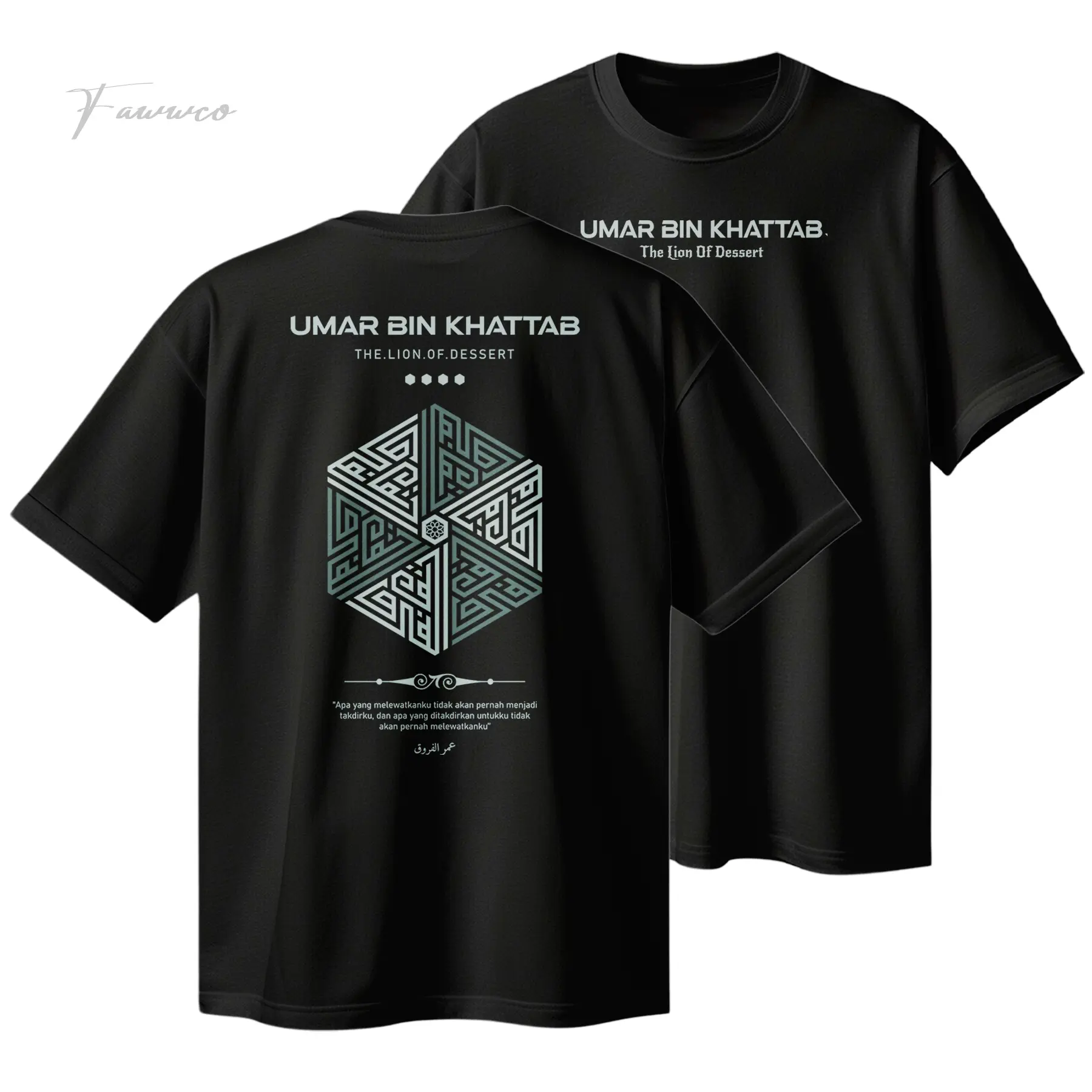 FAWWCO UMAR KALIGRAFI V.2  - Tshirt Kaos Dakwah Premium 24S Distro Sablon