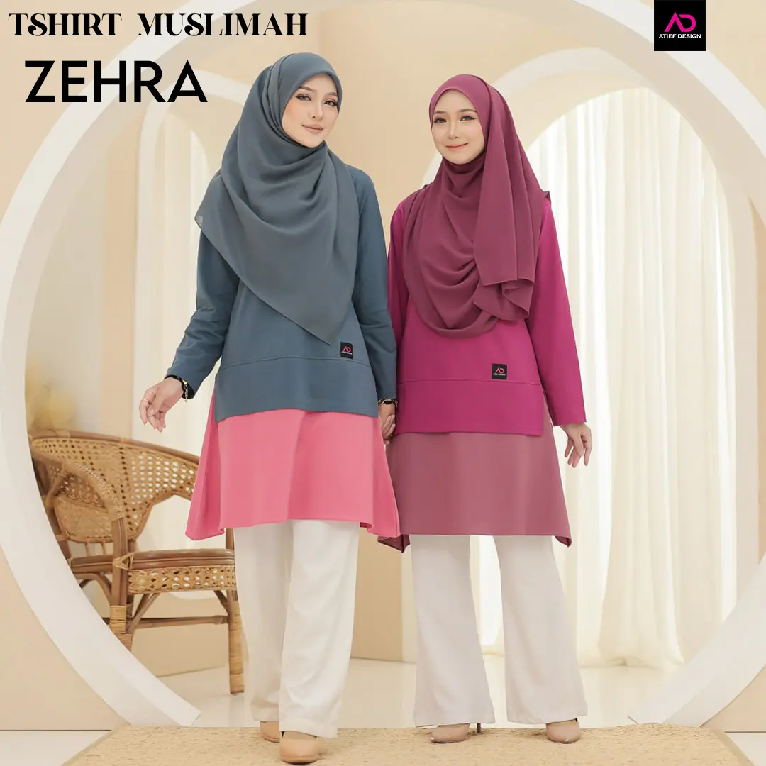 ATIEF DESIGN Signature Series: ZEHRA - Premium TC Cotton Muslimah | Elegan & Selesa untuk Wanita Moden | Baju Muslimah sesuai untuk daily wear dan bersukan, S to 3XL
